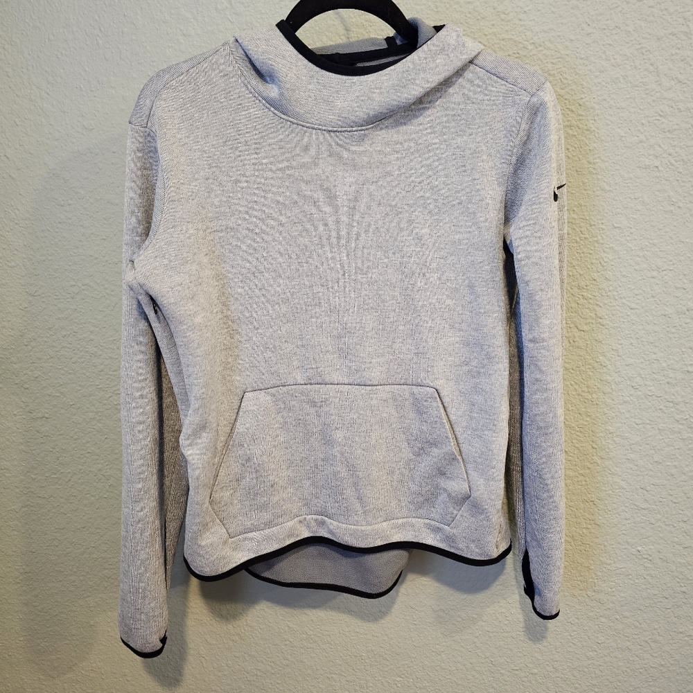 Nike Dri Fit Hyper Natural Therma Heathered Gray Hoodie Size M Thumb Holes